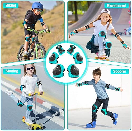 Miniatura 118 de Juego de rodilleras de protección para niños de 3 a 14 años, rodilleras y coderas con muñequeras 3 en 1 para patinaje, ciclismo, bicicleta, patinaje