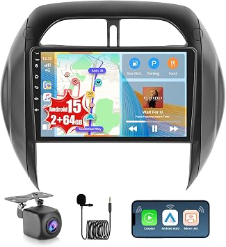 2+64GB Android 15 Car Stereo for Toyota RAV4 2003 2004 2005 with Wireless CarPlay Android Auto, 9" Touch Screen Car Radio for RAV4 with GPS WiFi Bluetooth FM/RDS EQ 26UI Backup Camera MIC