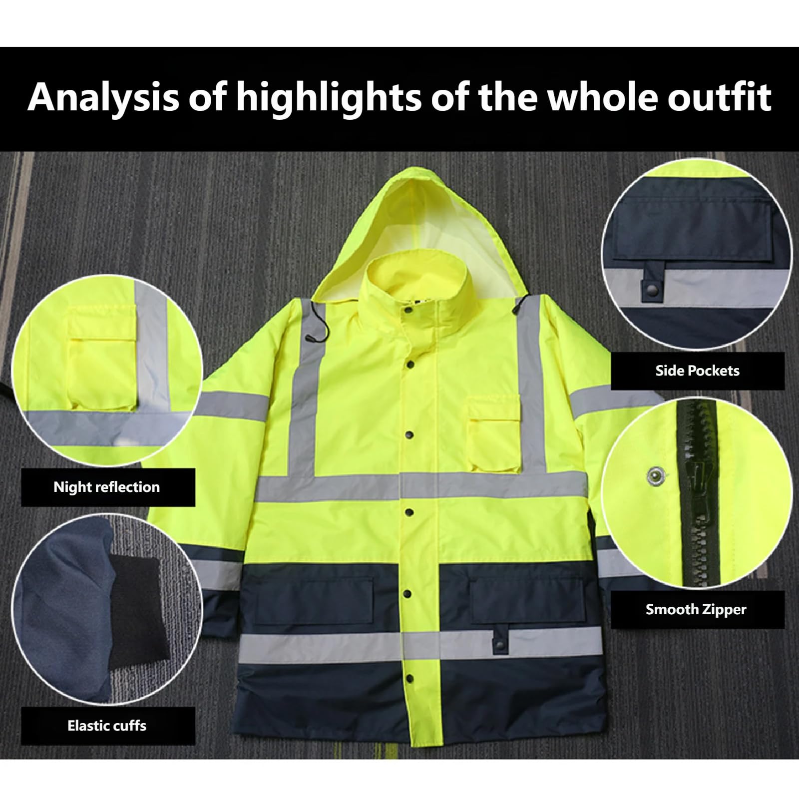 Arbeitsjacken mit ergonomischer Passform, hohe Sichtbarkeit, reflektierende, spritzwassergeschützte, isolierte Jacken für bequeme Bewegung auf der Baustelle, Arbeitsschutzkleidung