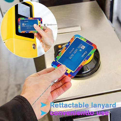 Miniatura 3 de Giantree Soporte para tarjetas de alta resistencia con clip de carrete retráctil, soporte para tarjetas de identificación de conciencia sobre