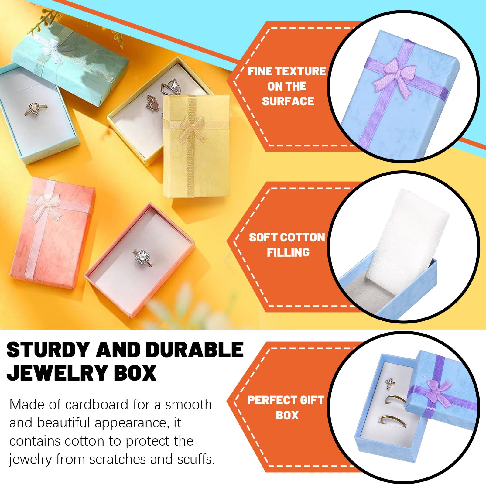 Tanstic 24Pcs Jewelry Gift Boxes Set, 3.2 x 2 x 1.1 Inch 6 Colors Cardboard Jewelry Boxes Small Gift Boxes for Rings Pendants - Image 4