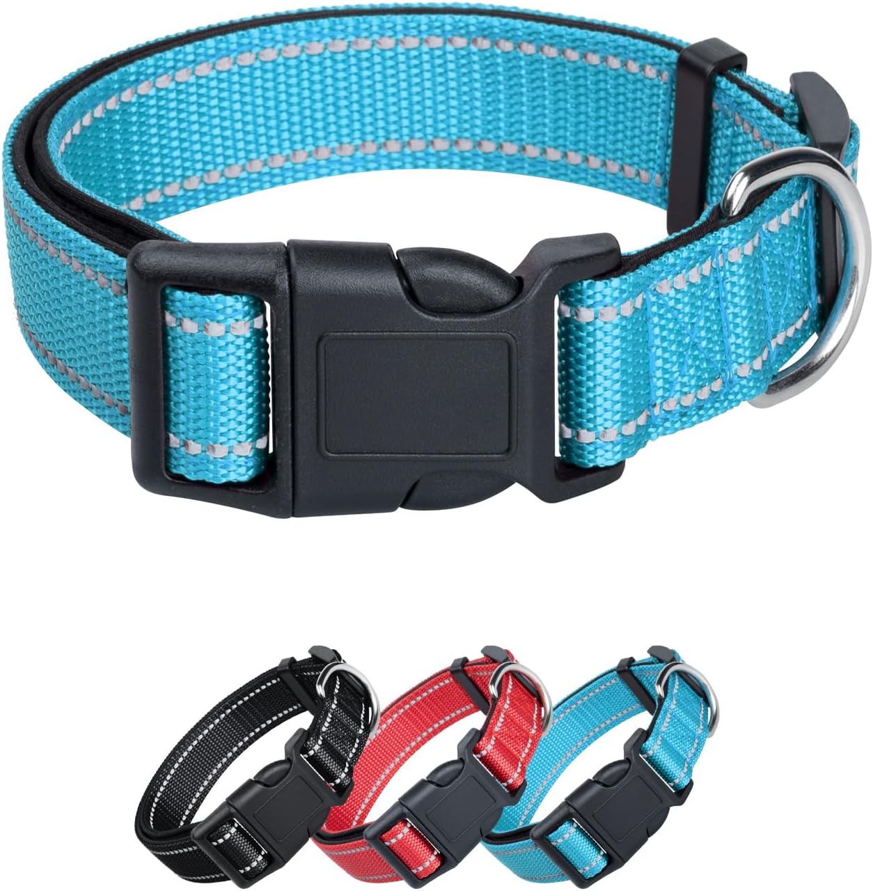 Dog Collar, Adjustable Basic Dog Collar, Nylon Reflective Padded Collar