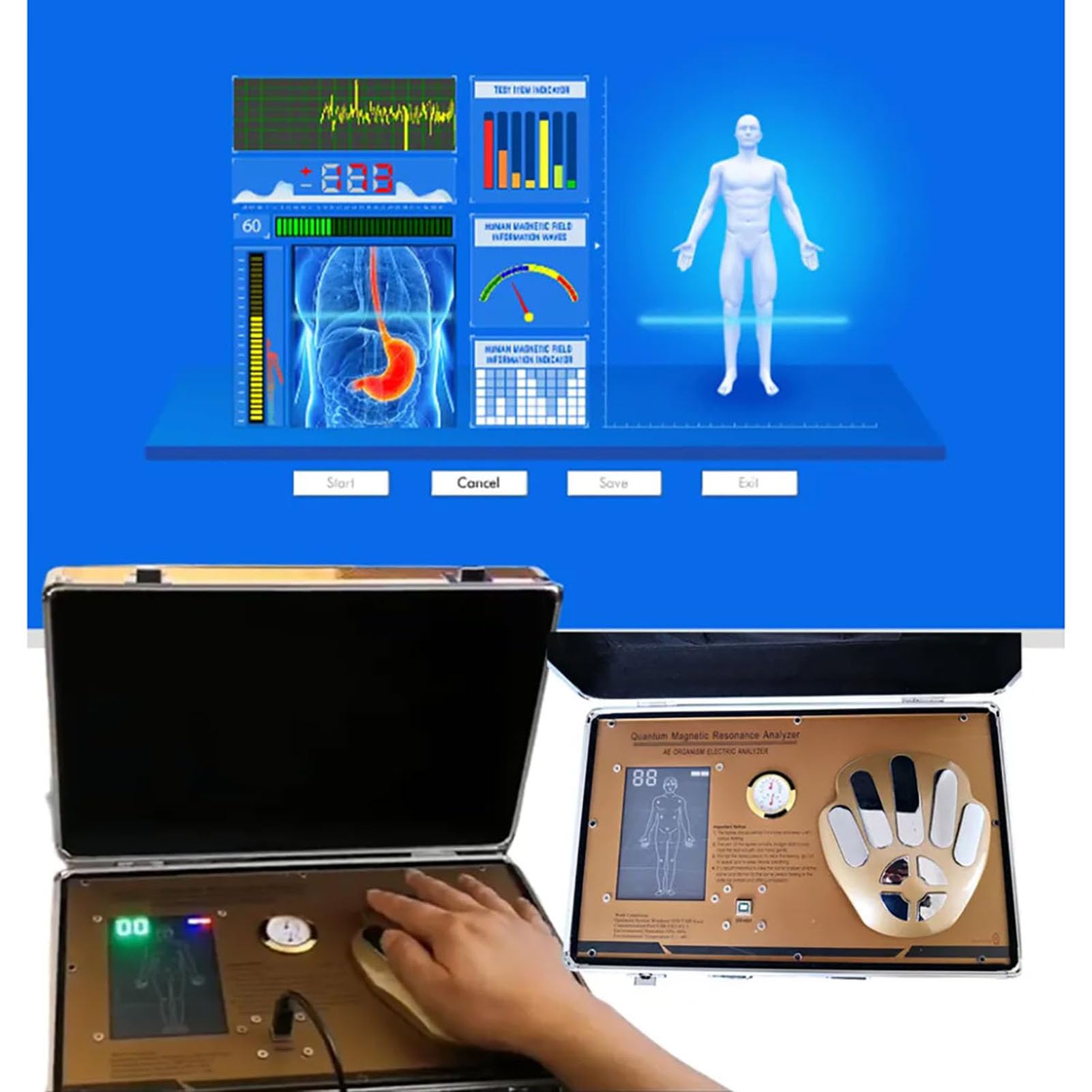 Analizzatore Magnetico a Risonanza Quantistica, Sistema di Analisi Computerizzata Quantistica, Macchina per Biorisonanza, Supporto Multilingue per Casa e Ufficio, 53 Report
