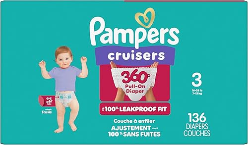 Miniatura 14 de Pampers Diapers - Cruisers 360 - Size 3, 136 Count, Babyproof up to 100% Leakproof Pull-On Diaper