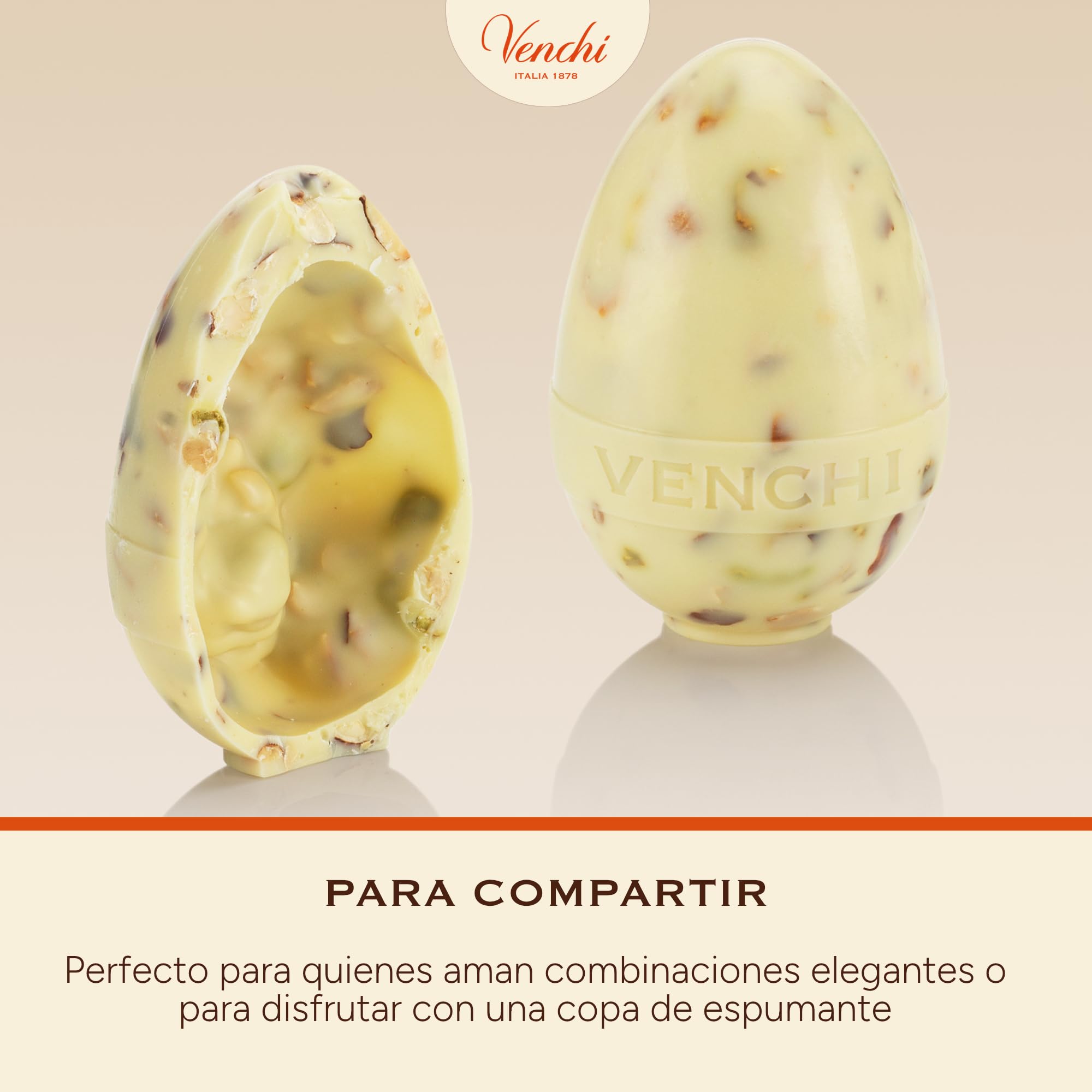 Venchi - Huevo de Chocolate Mignon Blanco Salado, 70 Gr, con Pistachos, Almendras y "Avellana Piamonte", Sin Gluten, Colección de Pascua Venchi, Idea de Regalo — view 6