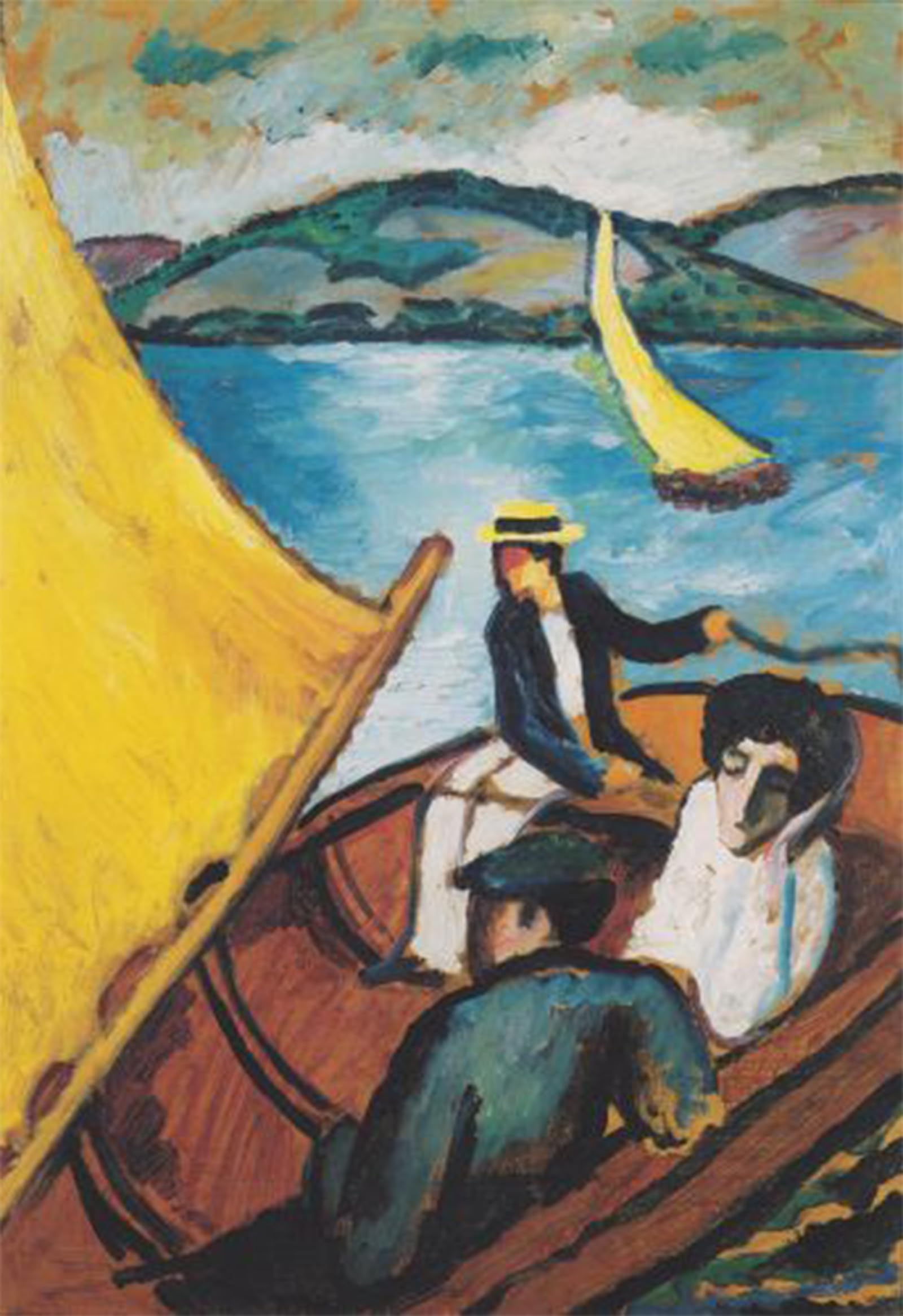 POSTERIIk Famous Animal Posters Vintage Picture Sailboat on the Tegernsee by August Macke Modern Wall Decor for Home Decor 60x90cm