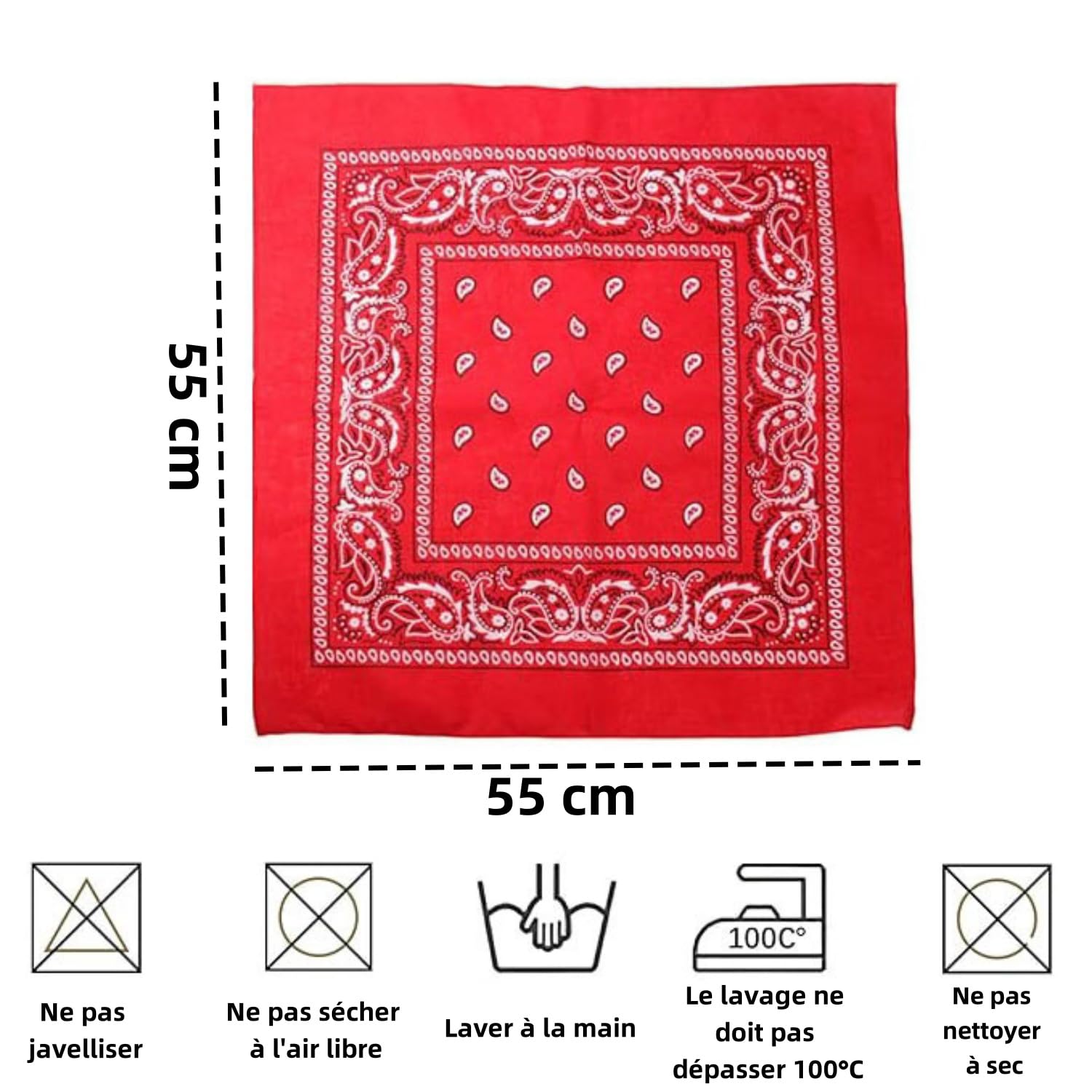 LATRAT Bandana unisex dla mężczyzn i kobiet, maska na twarz, opaska na głowę z kwadratowym szalikiem, opaska na głowę, 12 sztuk (czerwona), Czerwona, M