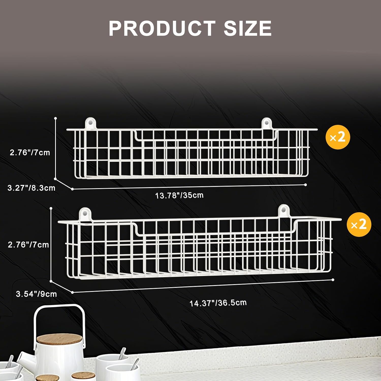 Spice Rack, 4-Pack Seasoning Organizer Wall Mount for Kitchen Storage Organization, Spice Holder Metal Shelf Saving Space for Cabinet, RV, Pantry, White