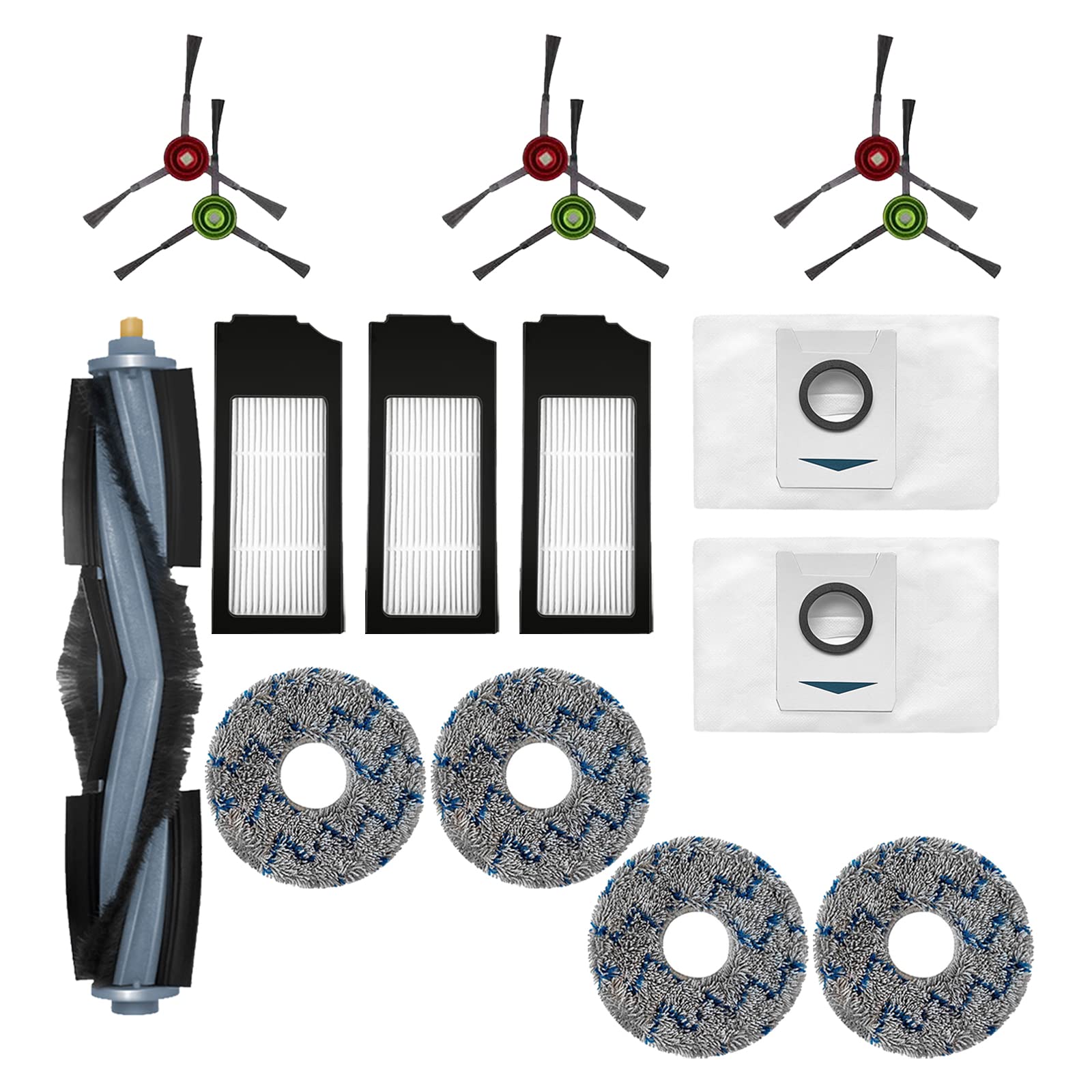 Filter Brush Mop Cloths Dust Bag Accessories Kit for Ecovacs DEEBOT X1 OMNI DEEBOT X1 TURBO Robot Vacuum Cleaner Replacement Parts (16 Pack)