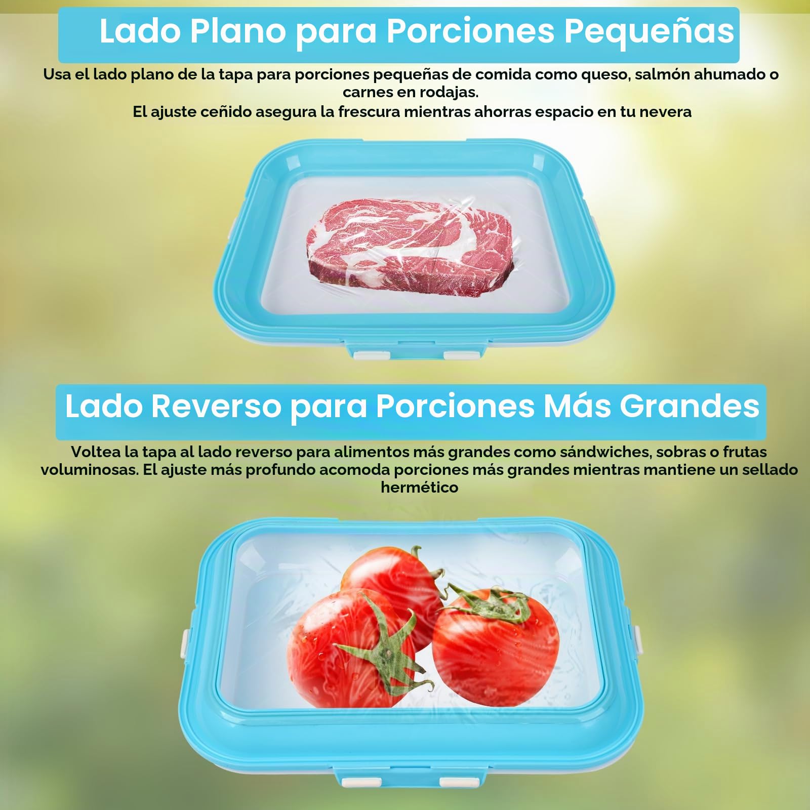 BigKing 3 recipientes herméticos para alimentos de plástico, gran capacidad, con tapa transparente de doble uso, almacenamiento para clasificación de filetes, frutas y verduras de nevera