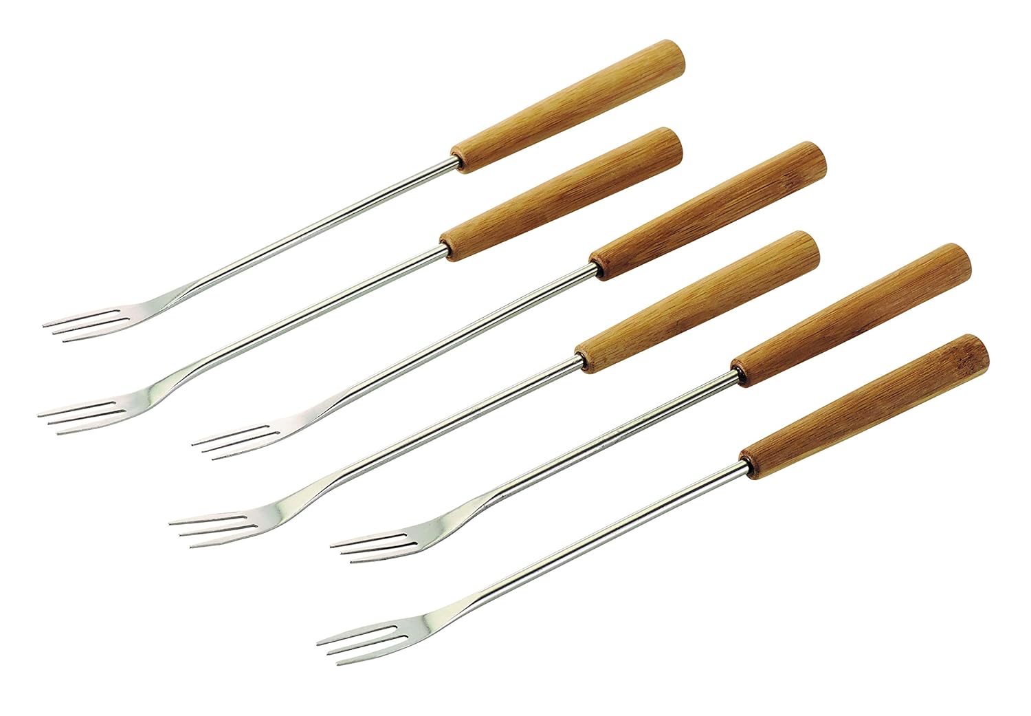 Kuhn Rikon 6 Piece Cheese Fondue Forks With Bamboo Handles, Small