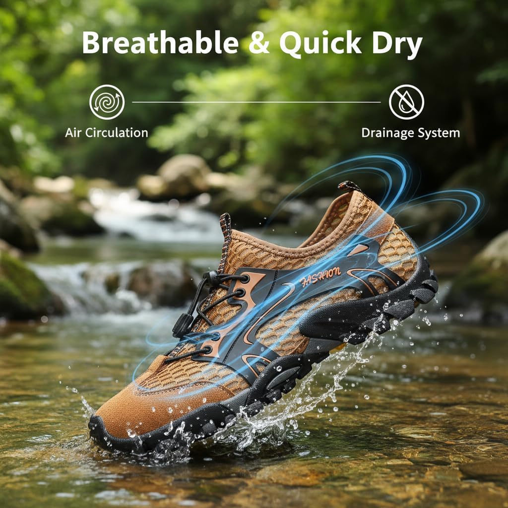 FLARUT Men's Sandals Barefoot Hiking Shoes Quick Dry Breathable Mesh Lightweight Outdoor Training Water Walking Shoes - Image 7