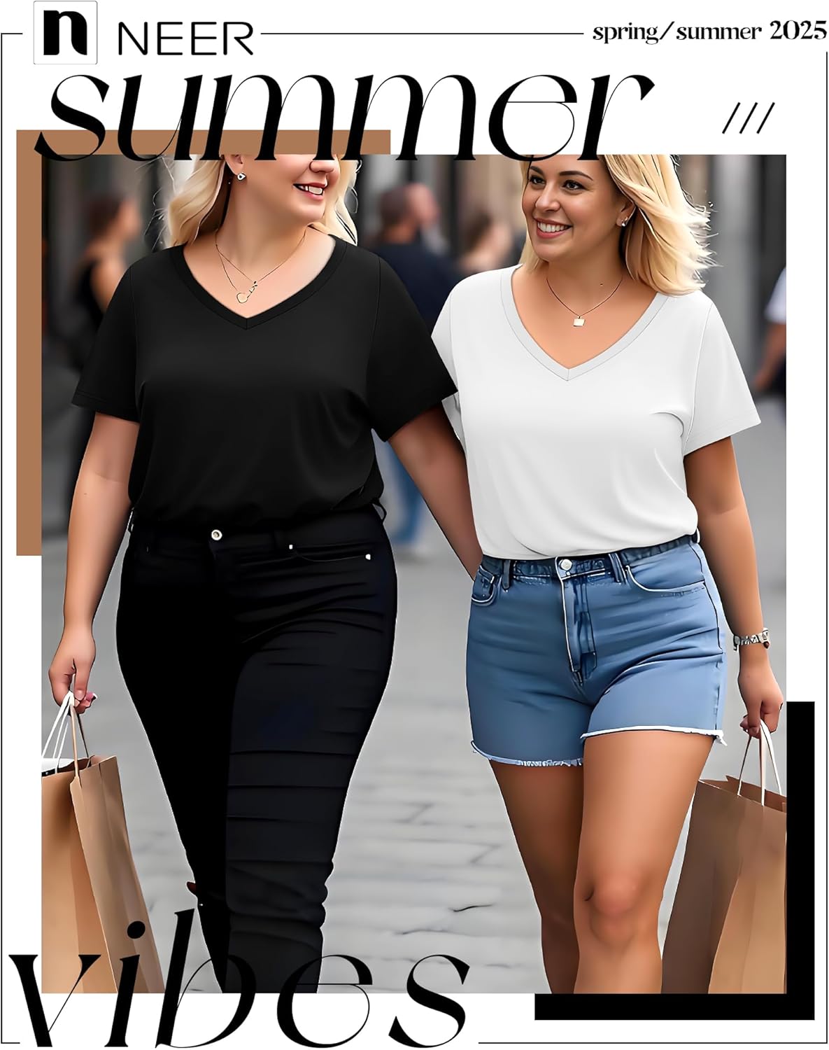 Neer 3 Pack Women's Plus Size T Shirts Short Sleeve V Neck Tops Solid Flat Hem Basic Loose Causal Tees - Image 6