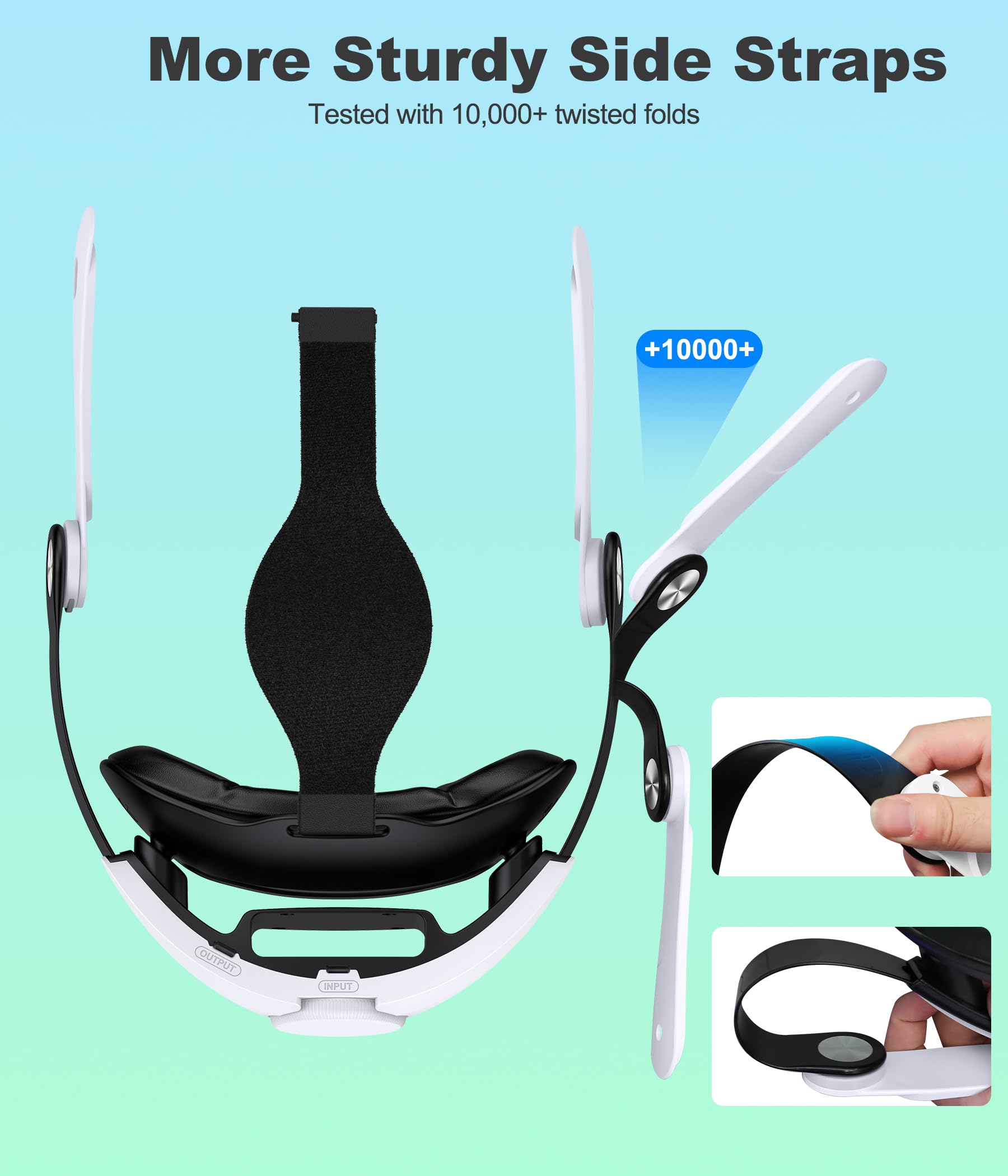 10000 mAh batería VR Headstrap para Meta Quest 3/3S/2, ajuste del tamaño de la cabeza VR Headstrap compatible con Quest 3/3S/ Quest 2, reduce el estrés en la cara, apoyo y comodidad