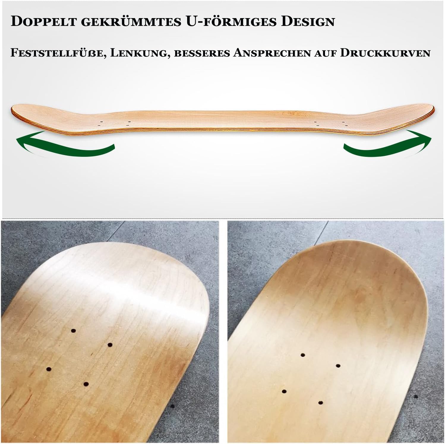 2 Blank Skateboard-Decks, 7-lagiges Ahorn-Skateboard-Deck Natürliches Skateboard-Deck Für persönliche Kunst, Graffiti, Malerei, usw. Doppelkonkaves Skateboard 79x20cm