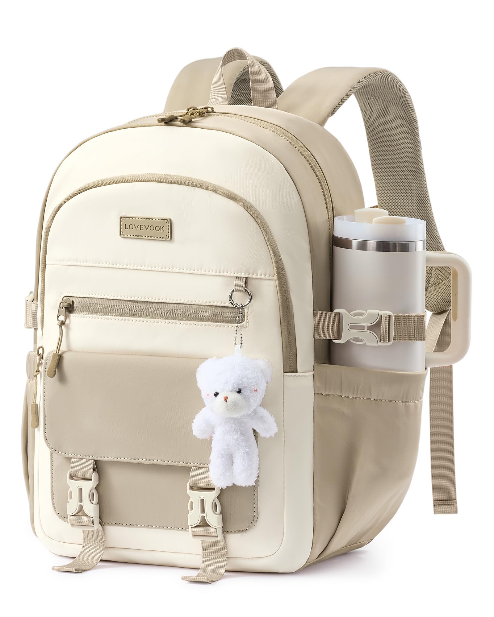 LOVEVOOK Schulrucksack Teenager Mädchen, 30L Großer Schulranzen Grundschule 5.Klasse, Wasserdichte Schultasche Damen mit 17.3 Zoll Laptopfach, Kawaii School Bag for Girls Backpack Women für Schule Uni