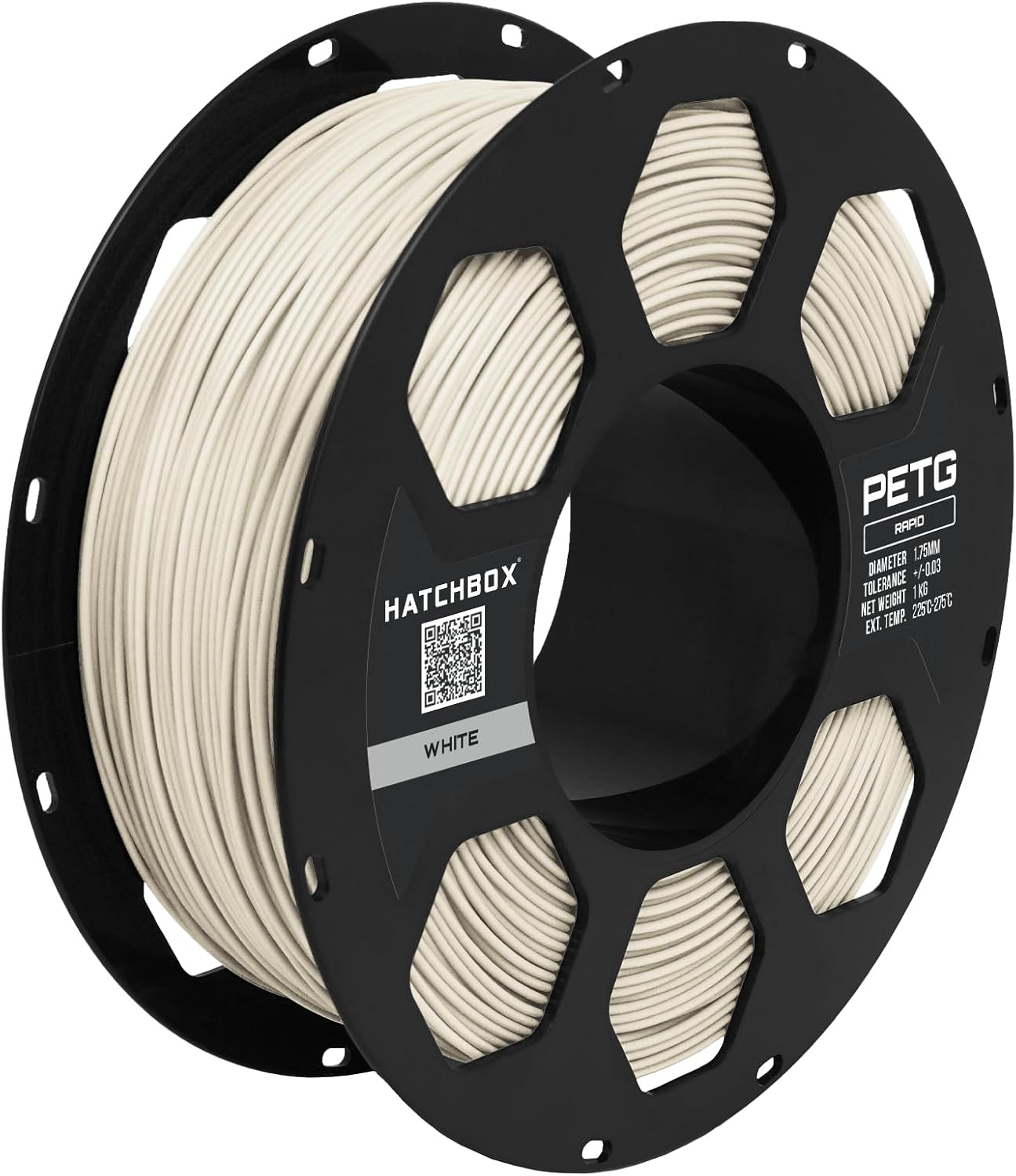 HATCHBOX 1.75mm White High Speed PETG 3D Printer Filament, Dimensional Accuracy +/- 0.03 mm, 1 kg Spool, Compatible with FDM Printers for Fast, Precise Printing