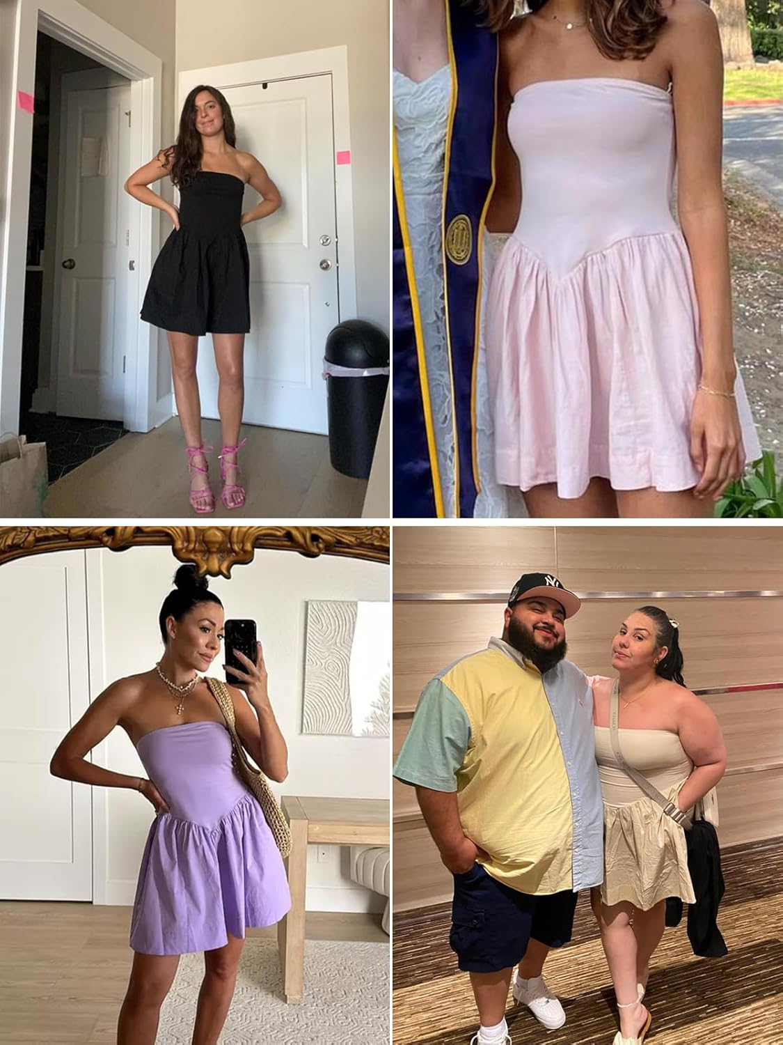 Strapless Mini Dresses for Women Summer Backless Sleeveless Solid Flowy A Line Patchwork Beach Tube Top Dress - Image 6