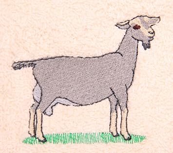 Bath Towel Set with Embroidered Gray Dairy Goat
