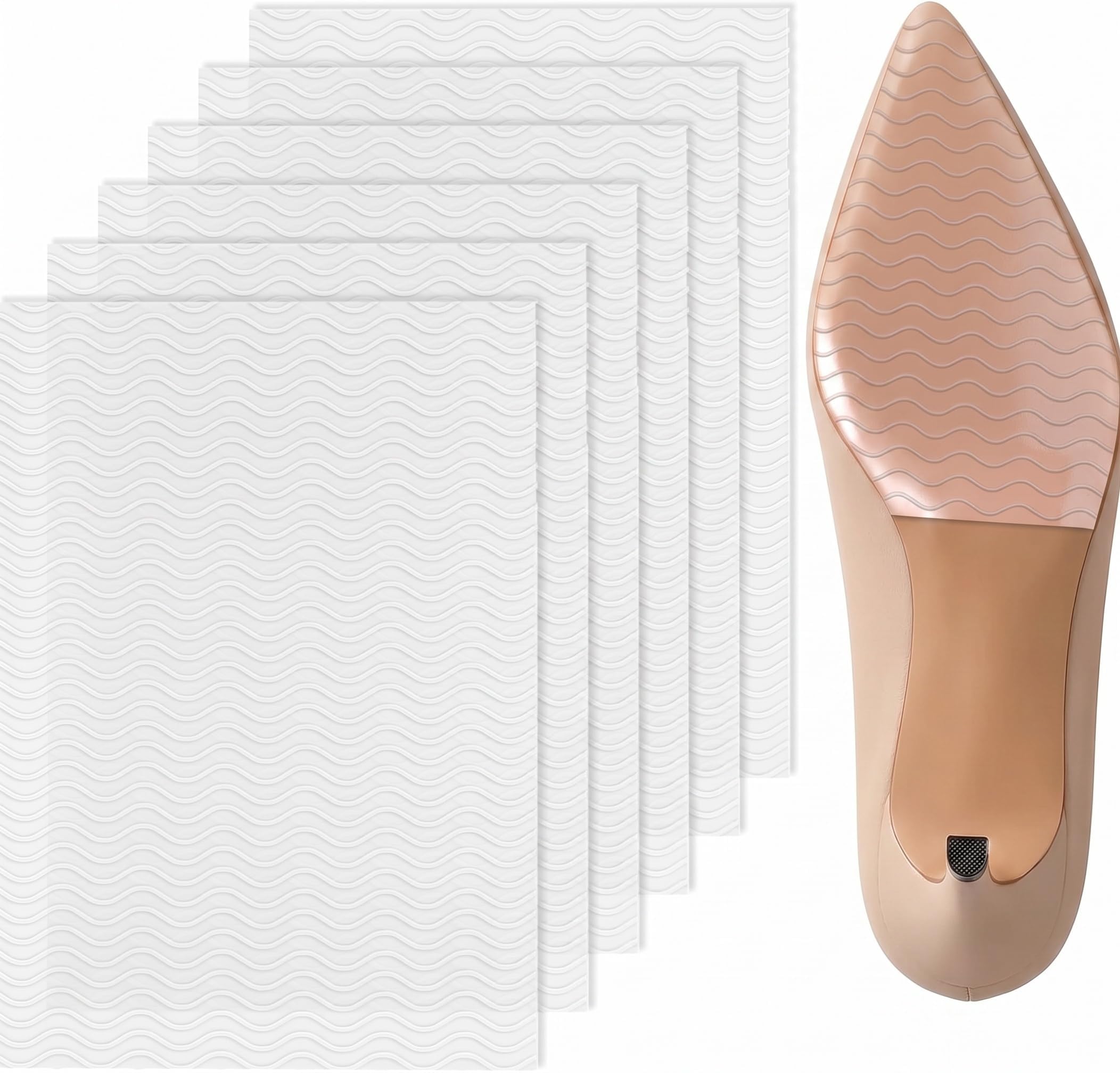 6 Pcs Shoe Sole Protector - Self-Adhesive Anti-Slip Grips for High Heels &amp; Boots &amp; Dress Shoes, Non-Slip Shoe Bottom Pads for Women (6 x 4 Inches, Clear)