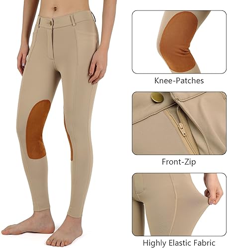 Miniatura 4 de Beroy Montura a Caballo -Pantalones para Mujer Ecuestre-Calzones - Mallas de Entrenamiento Ecuestre para Damas de Asiento Completo con Bolsillos de
