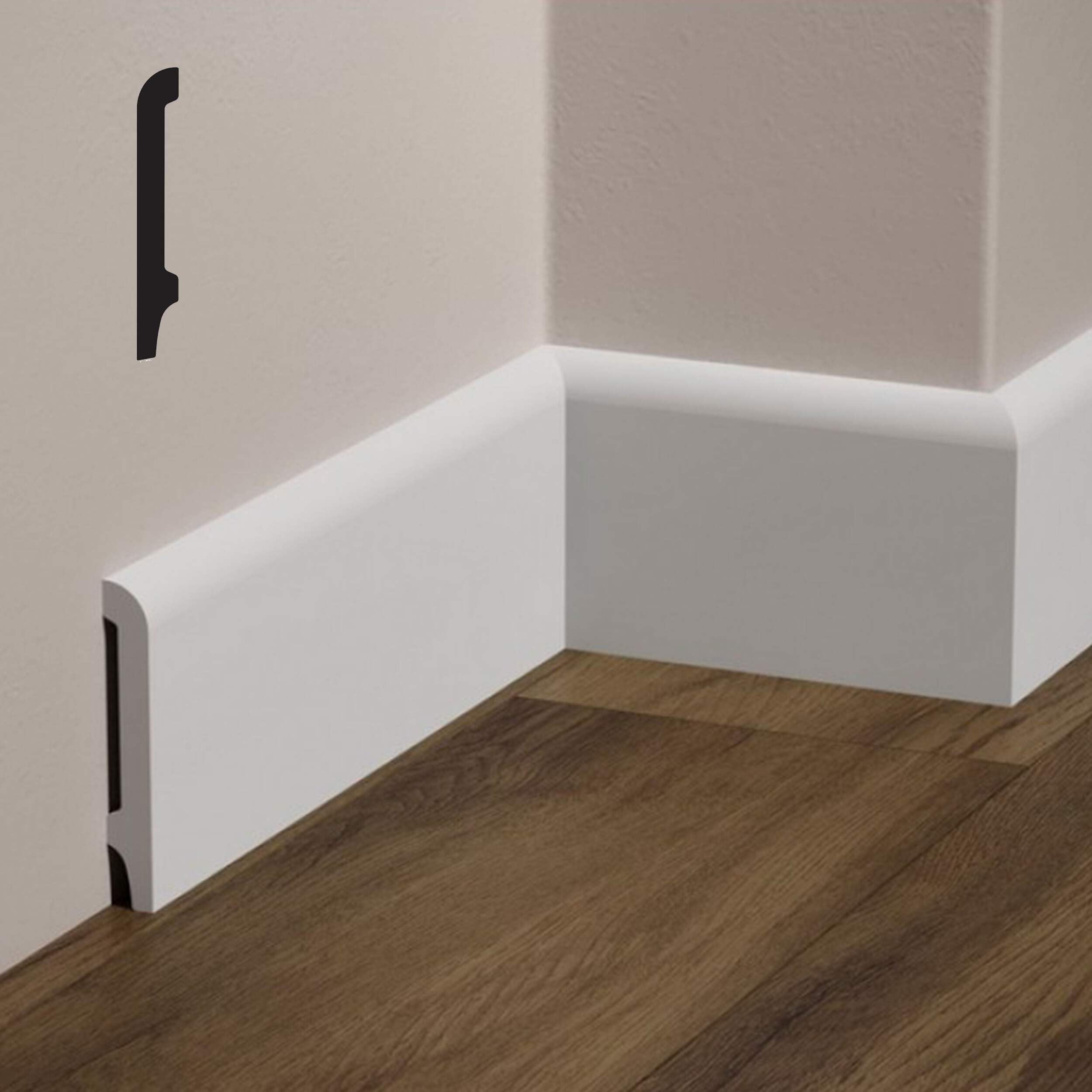 Eternal Parquet Battiscopa Becco di Civetta in POLIMERI FeelingWood-​HD 101x15mm - Bianco (Prezzo al Metro)
