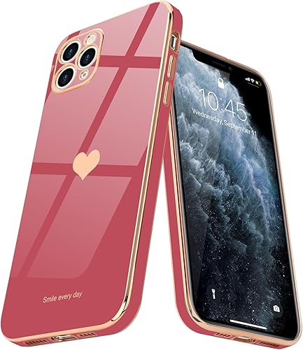 Teageo Funda para iPhone 11 Pro Max para niñas y mujeres, lindo corazón de amor, cubierta trasera suave, protección completa de la cámara,