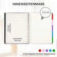 HAKACC A4 spirálozott kemény borítású jegyzetfüzet osztályozóval fekete 8
