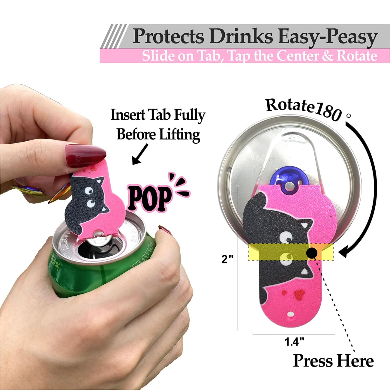 CTabPals Soda Can Opener & Drink Protector - Easy Tab Opener & Bug Shield, 1PC (Lips Design) - View #3