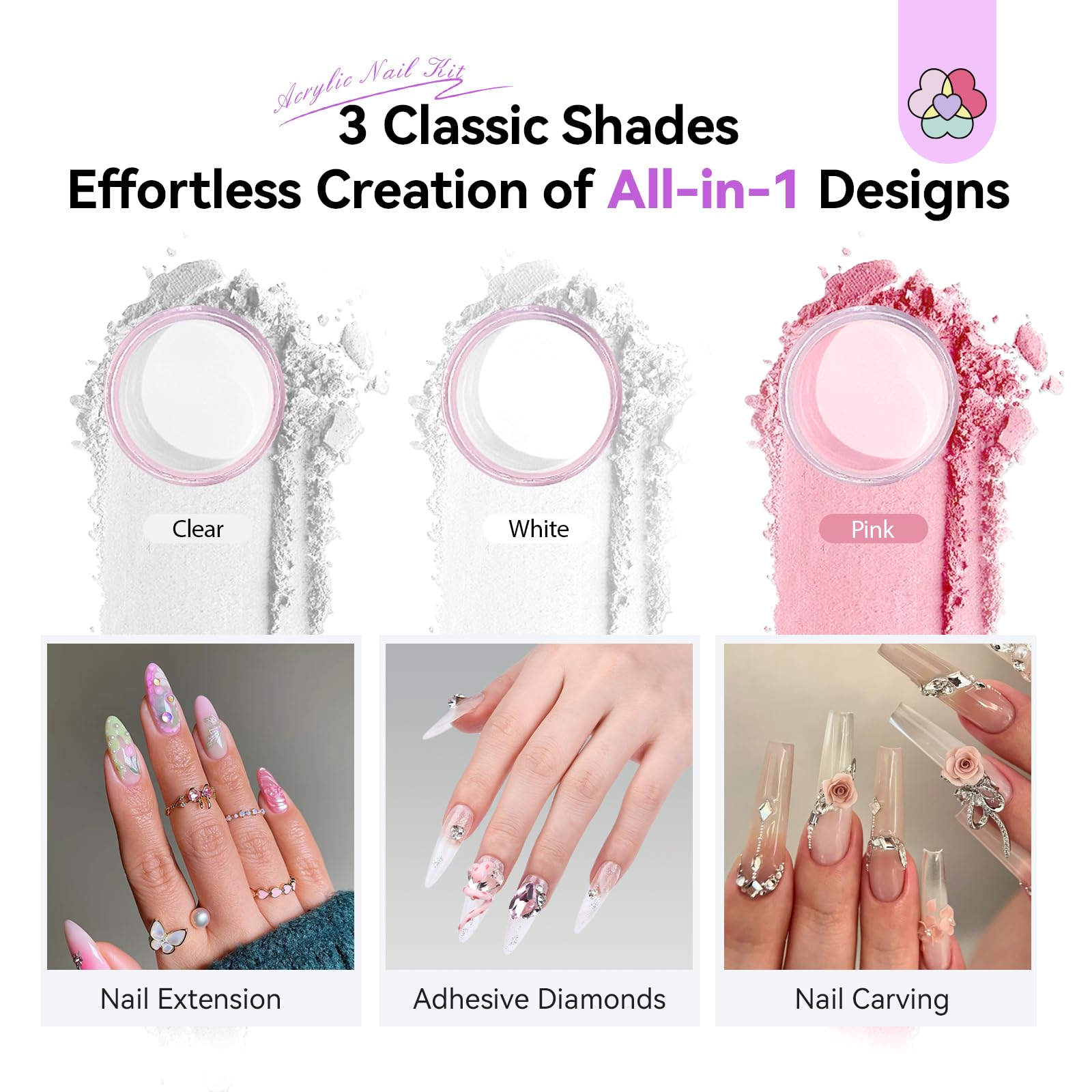 SAVILAND Ultra Acryl Nagel Kit mit Bohrer: All-In-1 Nagel Kits mit allem 3 PCS Acryl Pulver 50 ML EMA Monomer 5 Farbe Gel Nagellack U V Lampe Nagelhaut Entferner Praxis Finger Zuhause DIY Starter