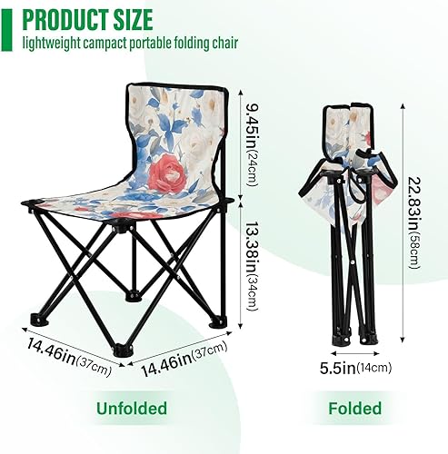 Miniatura 3 de Patriotic Roses Watercolor Red White Blue Portable Camping Chairs for Adults Ultra Lightweight Youth Camping Chair with Carrying Bag Hiking Chairs