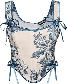 Corset Tops for Women Renaissance Lace Up Floral Bustier Tops Size 6-16
