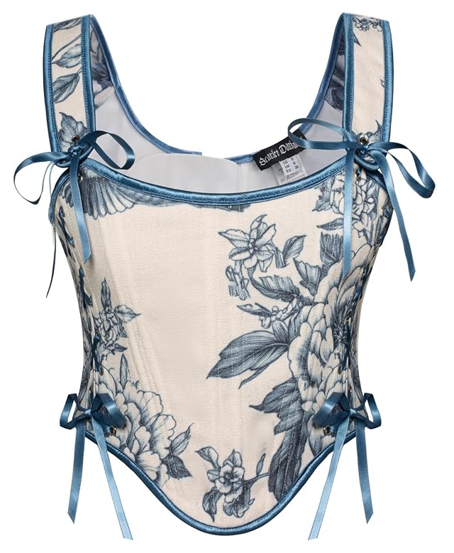 Scarlet Darkness Corset Tops for Women Renaissance Lace Up Floral Bustier Tops Size 6-16