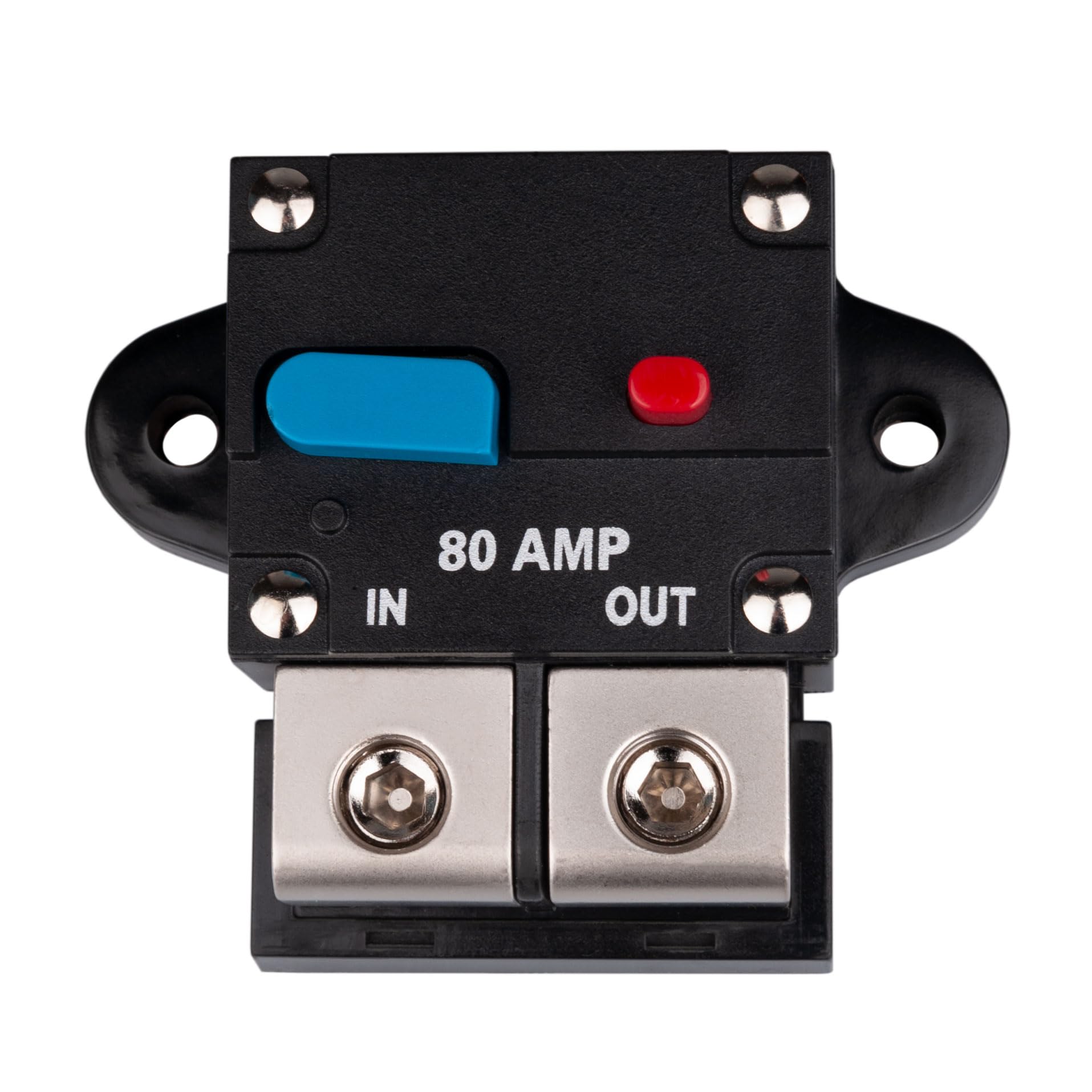 Interruptor Automático de 80 AMP 80A Portafusibles con Recuperación Bloque Inversor Reiniciable DC 12V-48V Volt Motor Audio Impermeable Botón de Reinicio para Coche Automóvil Marino RV Barco Camión