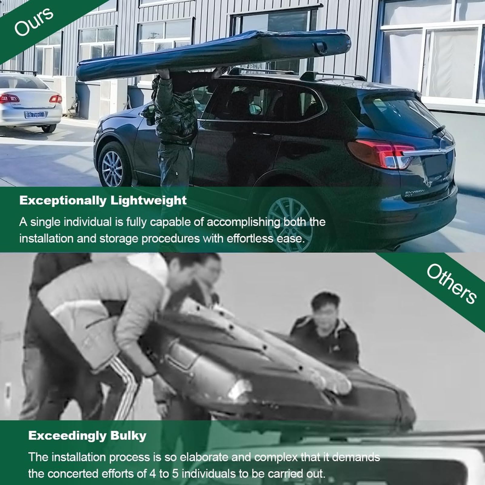 Tente de toit gonflable, portable et coupe-vent pour 2 personnes, tente de toit facile à installer pour voitures et SUV, étanche toutes saisons et prête pour l'aventure