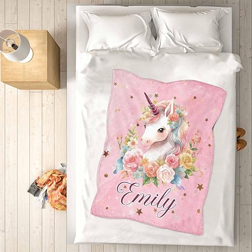 Miniatura 81 de Artsadd Personalized Baby Blanket for Girls Boys, Custom Baby Blankets with Name Customized Throw Blanket for Kids Newborn Baby Shower Birthday Gifts