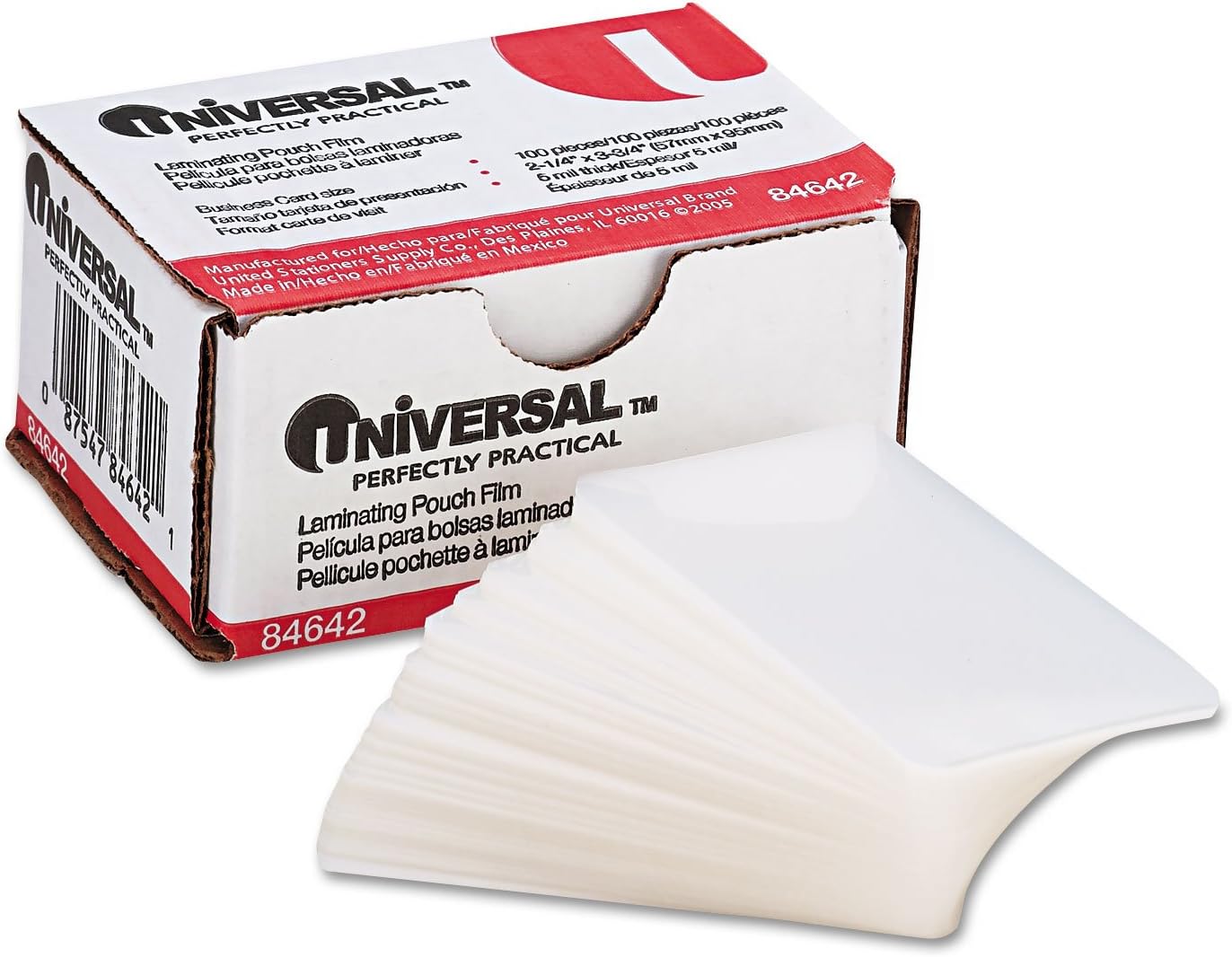 Universal Laminating Pouches, 5 Mil, 3.75" X 2.25", Gloss Clear, 100