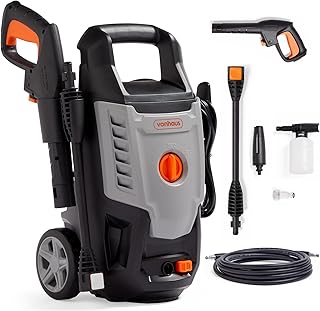 VonHaus Pressure Washer 1600W – Portable Power Washer for Patio, Car, Walls, Fences & More – Jet Wash Comes with Accessories and Attachments – 130 Bar Max Water Pressure, 6.5L Max Water Flow Per Min
