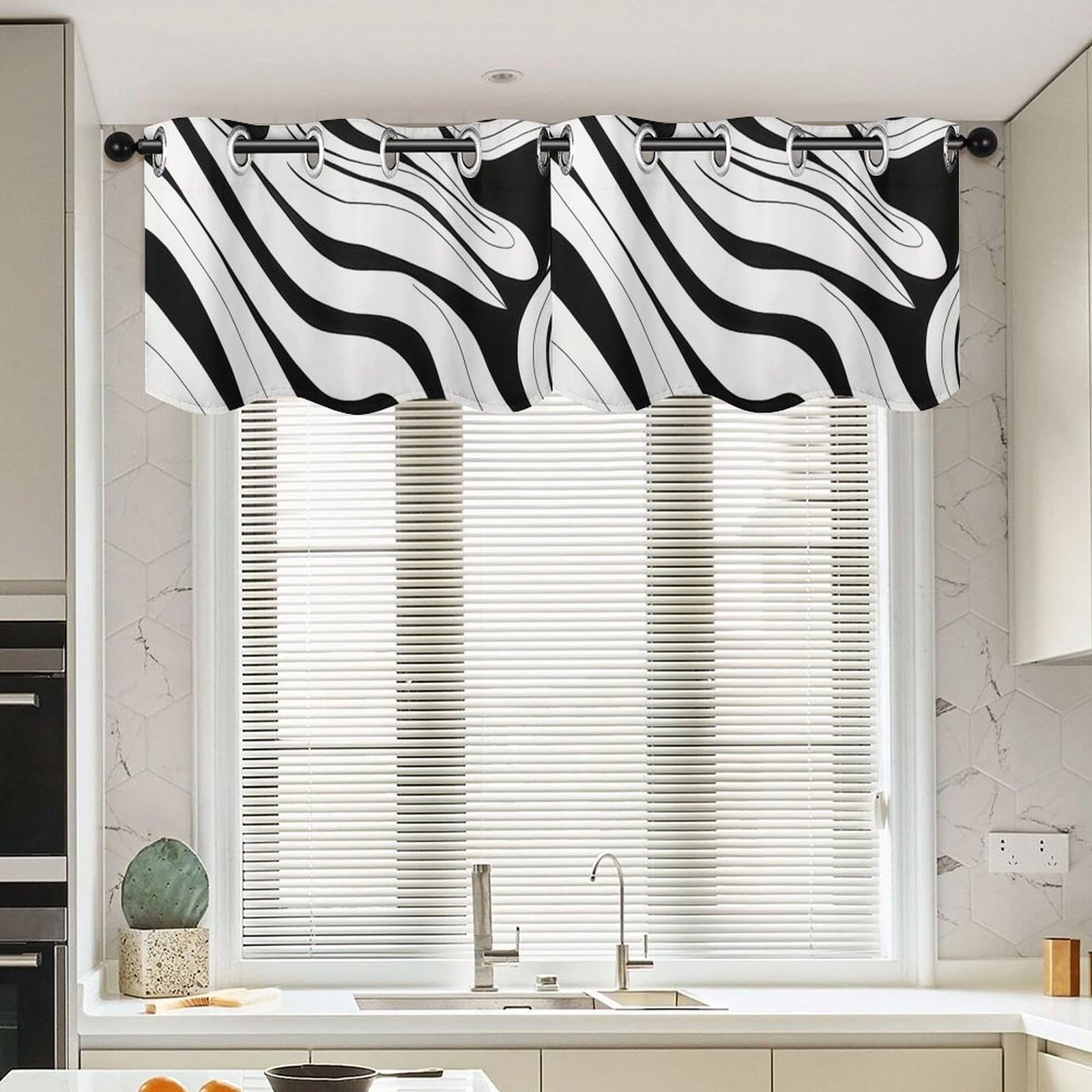 Cenefas tradicionales chinas geométricas y cortinas cortas negras de 52x18