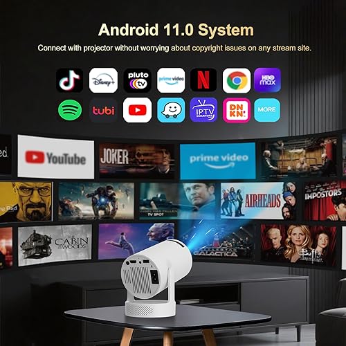 Miniatura 2 de Mini proyector con WiFi y Bluetooth, compatible con proyector portátil 4K 1080P, proyectores inteligentes Android 11 HY300 PRO HIFI, corrección