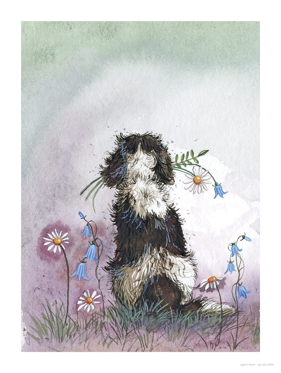 Alex Clark Art Ltd Alex Clark Spaniel And Flowers Art Print