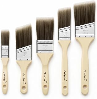 Juego de pinceles para pintar, 5 uds., pinceles planos y angulares para paredes y molduras, adecuados para pinturas y tintes a base de agua y aceite
