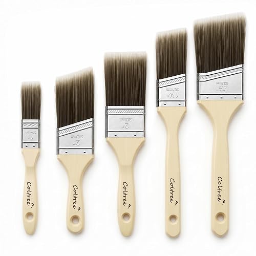 Coltree Paint Brushes Set - 5 Pcs Flat & Angle Paintbrushes for Wall & Trim, Suitable for Oil & Water-Based Paints, Stains