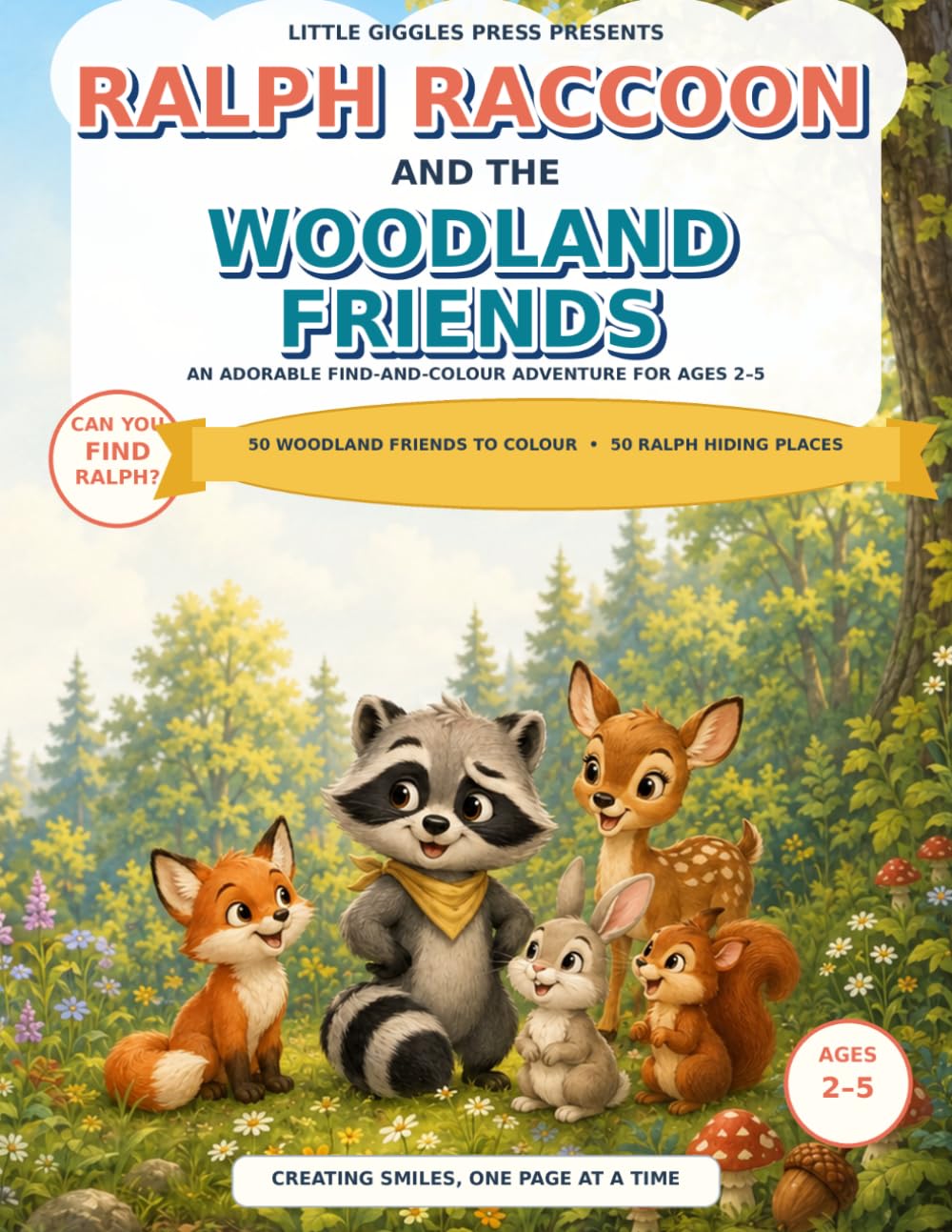 Ralph Raccoon and the Woodland Friends: An Adorable Find-and-Colour Adventure for Ages 2–5 (Little Giggles Adventures.)