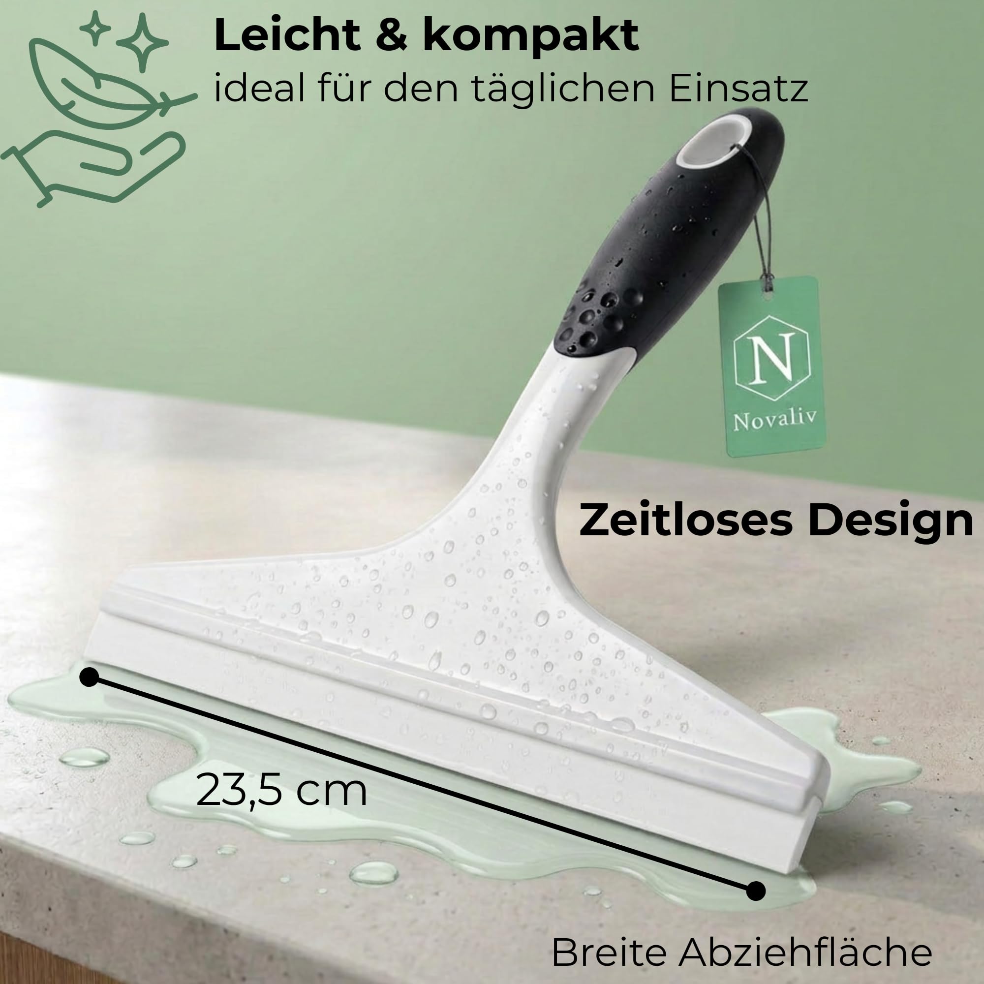 Novaliv 10 x ściągaczka do kabiny prysznicowej 23,5 cm, biała, ergonomiczna rączka, ściągaczka do wody, ściągaczka do szyb łazienka, accressoires