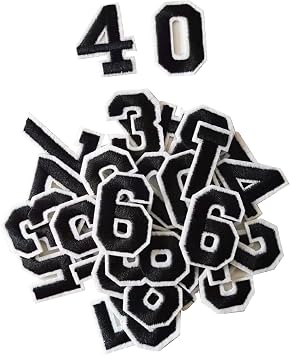 Harsgs 40PCS Iron on Numbers Patches, Embroidered Patches Numbers 0-9 Applique for Clothes, Dress, Hat, Jeans, DIY Accessories, Black