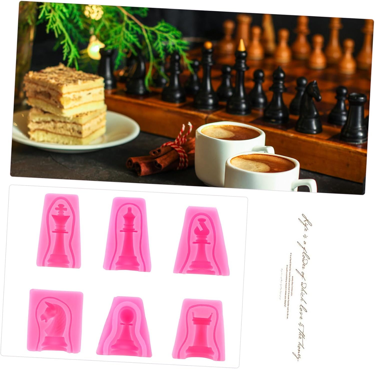 6PCS Chess Silicone Fondant Molds Set for Cake Decoration Baking Candy Chocolate DIY Mold Tool Safe and Easy to Use