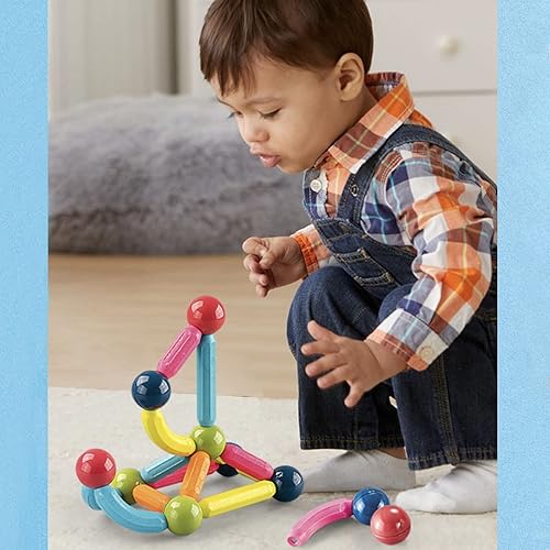 Miniatura 9 de Juego de 64 bolas magnéticas y varillas de construcción bloques magnéticos para niños de 4 a 8 años juguetes apilables STEM para niños y niñas a