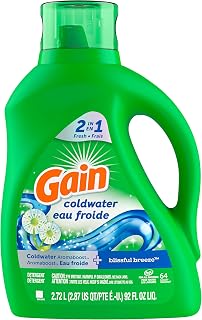 Gain + Aroma Boost Cold Water Liquid Laundry Detergent, 64 loads, 2.72 L, Blissfull Breeze Scent, HE Compatible