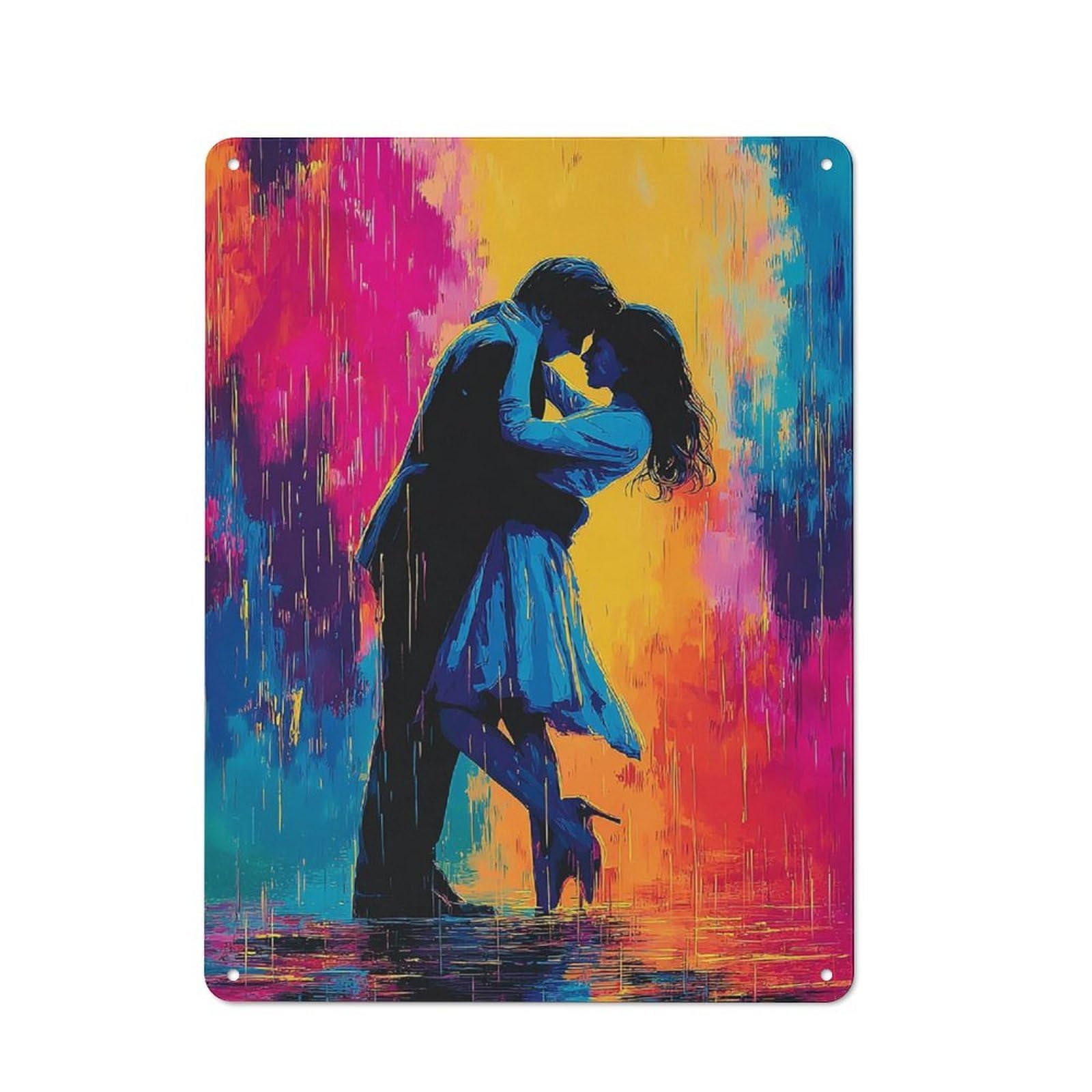 Junmoney Rainbow Kiss Love In Color Retro Tin Wall Plaque 40X30cm For Garage Or Workshop, A Metal Wall Feature For Garages And Tool Rooms